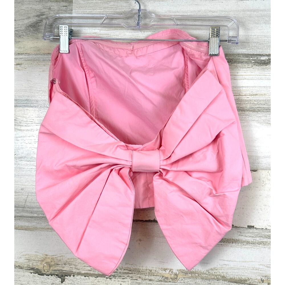 Olivaceous Womens M Pink Bow Back Strapless Crop Top Summer Fun